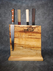 11" x 11" Spalted Maple Countertop Knife Block - #010
